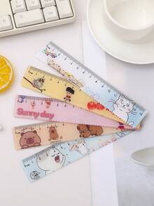 3/5pcs Acrylic Cartoon Ruler, Student Stationery Ruler, Cute Cartoon Ruler, Unisex Student Supplies, Holiday Gift, Ruler, Drawing Essential