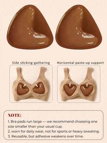 1 对双面自粘胸垫，胸垫粘性垫，可重复使用衬垫，胸罩比基尼隐形加厚胸垫防水游泳