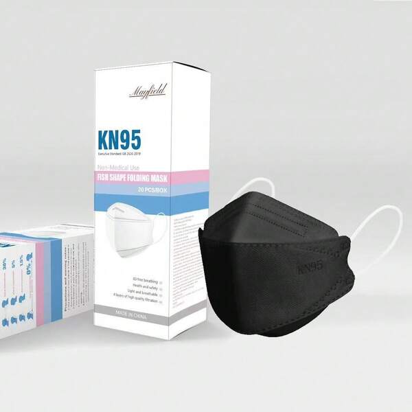 20 mascarillas desechables por paquete, 2 colores, KN95, estampado con forma de pez, cada una empaquetada individualmente.
