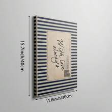 1幅“永远爱你”主题墙画，海军蓝条纹浪漫语录帆布画，情感海报，复古明信片风格，海岸风情装饰，适用于客厅、卧室或办公室装饰，情人节礼物，可选无框或有框。 - 彩色 - 查看 12