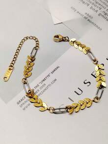 1pc New Fashionable Airplane Chain Titanium Steel Bracelet For Women, Small And Versatile, Light Luxury, High End, Couple Style Handmade - Multicolor - View 3