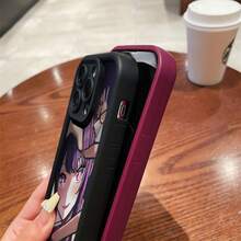 Funda de teléfono con patrón de chica anime para iPhone 16, TPU grueso, estética 11PRO, fundas de teléfono 13MINI, 13PRO, linda 14PRO para mujeres, 15PLUS para hombres, 11PROMAX a prueba de golpes y anti-caída, XSMAX negro, 15PROMAX con sensación suave, 16 único, 16PROMAX con diseño de protección de lente de cobertura completa, 15 parejas XR/14PROMAX/12PRO/14PLUS/13PROMAX/XS/11/15PRO/16PRO/14/16PLUS/12MINI/13/12PROMAX/12 - Burdeos - Ver 8