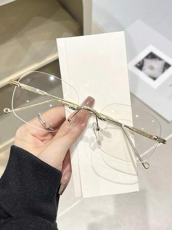 1 st Koppar Geometriska Silver Ramlösa Glasögon Dekoration Modern Enkel Stil Ins Stil Dam Klara Glasögon För Vardagslivet Kontorsmöte Outfits Julklapp Tillbaka Till Skolan Essentials Weekend Outfit Modeaccessoarer