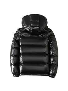 2025 Winter New Fashion Korean Couple's Down Jacket Men's Short Outdoor Thickened Hoodie - 黑色 - 查看 3