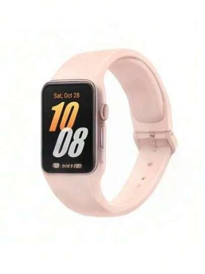 Samsung Galaxy Fit3 fitnesstracker med 1,6-tums skärm, 5ATM vattentålighet, hälso- och fitnessspårning, flera aktivitetslägen, lätt design lämplig för både män och kvinnor och en körsbärsblomsrosa finish.