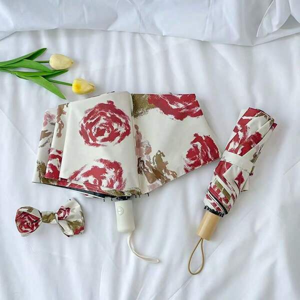 Automatic Elegant Printed Durable Waterproof Windproof UV Protection Portable Folding Umbrella For Outdoor Travel And Photography