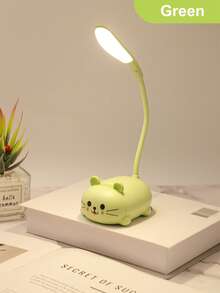 USB Rechargeable Eye-Caring Desk Lamp, Cute Cat LED Study Reading Light, Foldable, Dimmable Bedside Lamp For Bedroom, Student Dorm