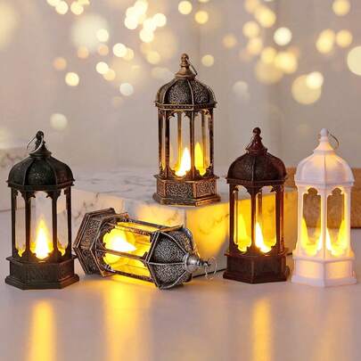 1个复古手持装饰灯笼，带电池，室内家居装饰灯，桌面装饰，卧室装饰，壁挂式夜灯，适合婚礼派对节日装饰，LED装饰灯笼，室内复古灯笼