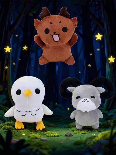 99 Night Forest Deer, Owl, Goat Plush Toys, Cute Cartoon Plush Animals, Decorative Creative Gifts, Children's Birthday Party Home Decor For Girls, Game Collectibles