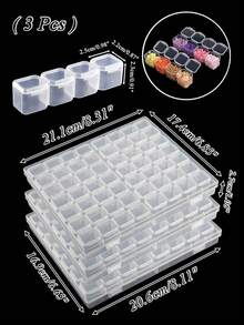 1/2/3/4 Piezas Caja de almacenamiento de pintura clara de 28/56 rejillas, Caja de almacenamiento de uñas falsas, Caja de almacenamiento de herramientas de arte de uñas, Joyería, Caja de exhibición de plástico transparente vacía para accesorios de uñas, aretes, collares, anillos, joyas, cuentas - transparente - Ver 12