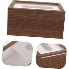 1pc Wooden Grain Tissue Box, Tissue Box Cover, Napkin Dispenser Container, Rectangular Desktop Tissue Holder, Bathroom/Living Room/Bedroom Tissue Storage Box, Home Essential, Bathroom Accessory