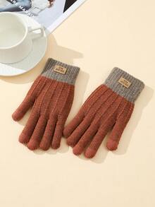 1 双女士户外骑行手套，保暖防风触屏手套，纯色，保暖内衬，加厚款 - 分指手套 - 查看 6