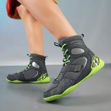 Giày đấu vật chuyên nghiệp nam, giày đấm bốc cổ cao, giày tập luyện võ thuật, Muay Thai, thể dục, kickboxing. - Xám - Xem 5