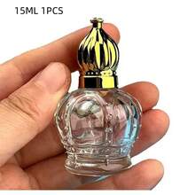 Botella de bola rodante con grabado dorado, diseño de estilo de Oriente Medio - Botella de perfume/aceite esencial de lujo portátil, recargable y a prueba de fugas - Dorado - Ver 10