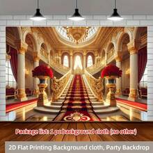 2D Flat BannerGolden Elegant Palace, Polyester And Nylon, Multi-Purpose For Holiday Parties, Courtyard, Studio - 1 Item - View 2