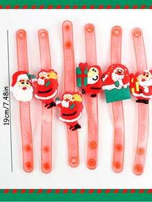 30pcs/6pcs/1pc Christmas Ring Light, Christmas Bracelet With Santa Claus, Snowman, Snowflake - Battery Powered Glowing Party Decorations, Multi-Color LED Lighting Effects, Suitable For Christmas, Halloween, Birthday Party - Includes Battery, Durable Plastic Rings For Fingers And Wrists