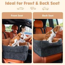 Dog Booster Car Seat For Small/Medium Dogs Under 30 Lbs Detachable Washable Puppy Doggie Elevated Carseat Travel Bed For Car Thick Cushion -Black - 黑色 - 查看 5