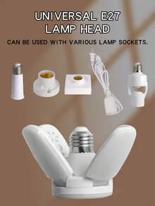 1/2/4pcs E27 LED Bulb Fan Blade Timing Light - AC85-265V, 28W, Foldable Ceiling Light, 3D Printed Design, For Indoor Use, No Battery Required, Modern Indoor Ceiling Lighting, Sturdy And Durable Structure, LED Bulb - Folding Leaf Light White Light - View 6