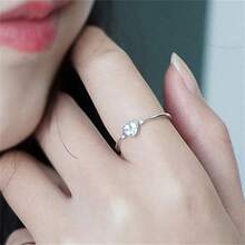 1pc 925 Sterling Silver Minimalist Heart Design Ring With Shiny Cubic Zirconia, Elegant Jewelry Gift For Her - Silver - View 2