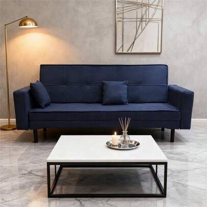 3-Seater Convertible Sofa Bed, Foldable Couch With Wooden Legs For Small Space Living Room Apartment