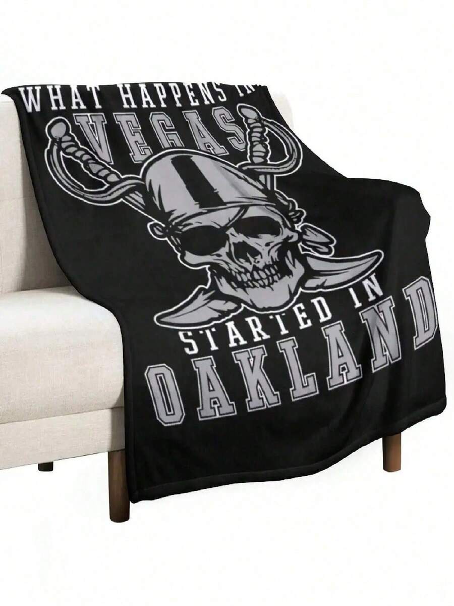 Vegas Started In Oakland Football Raider Print Throw Blanket  Luxury Brand Blanket Home Textile - Black - View 1