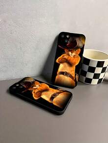 Funda para móvil con diseño de gato aventurero con sombrero. Compatible con teléfonos ,  17,  16 Pro Max,  15 Pro Max,  13 y  12. Fabricada en TPU para una protección eficaz contra golpes y caídas. Un regalo ideal para familiares, amigos, seres queridos, parejas y para Navidad. - Negro - Ver 6