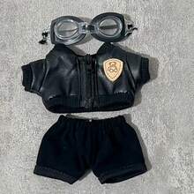 17cm Teddy Bear Leather Jacket, Suitable For Labubu Doll Clothing