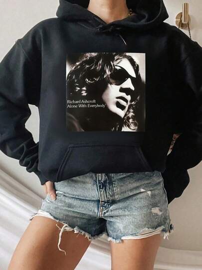Richard Ashcroft Album Cover Print Hooded Sweatshirt Streetwear Fashion Homme Soft Unisex