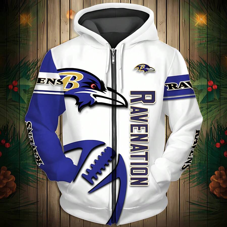 Ravens Women's 3D Printed Hoodie, Long-Sleeved Hoodie For Couples, The Perfect Gift For Male Football Fans. - 彩色 - 查看 1