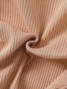 3pcs Baby Girls Christmas Outfit Set: Long Sleeve "My 1st Christmas" Printed Romper With Ruffle Collar, Santa Claus Print Pinafore Dress With Bow Decor, And Bow Headband. Suitable For Christmas Wear - Camel - View 10