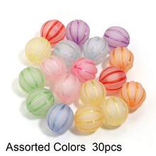 10/30/100pcs Acrylic Pumpkin Beads, DIY Craft Jewelry Making, Halloween Decor Materials, Candy Colors, 8-20mm - Random Color Mixing - View 9