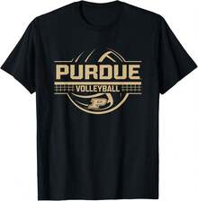 Authentics Purdue Boilermakers Volleyball Front_Back Heart Black T-Shirt, Small - Black - View 1