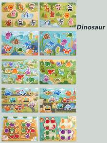 (需成人组装)1本适合3岁以上儿童的多主题互动游戏书,包含动物、车辆、恐龙等图案,附赠互动贴纸,适合学龄前儿童,包含数字和字母配对游戏,是送给孩子的绝佳礼物。 - 彩色 - 查看 10