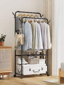 Multi-Layer Hanging Clothes Rack With Drying And Storage Functions For Clothes, Hats, Shoes And Pants – Space-Saving Freestanding Organizer For Bedroom And Dorm, Easy Assembly, Durable Construction, Versatile For Wardrobe, Laundry Room, Seasonal Gear, And Daily Organization, Ideal For Small Apartments And Shared Living, Keeps Garments Dry, Accessible, And Clutter-Free With Modern Design Compatible With Various Interior Styles - Multicolor - View 3