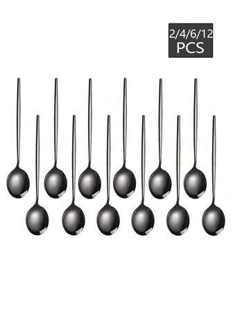 2/4/6/12件套不锈钢葡萄牙茶匙，甜点勺，适用于搅拌咖啡、冰淇淋和蛋糕，适用于餐厅、派对、婚礼、咖啡馆、下午茶、甜品店