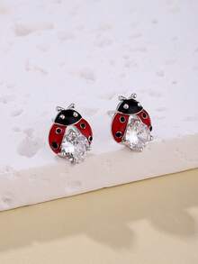 S925 Sterling Silver Ladybug Earrings/Suitable For Women's Daily Commuting/Gift For Family And Friends' Birthdays And Anniversaries - Multicolor - View 2