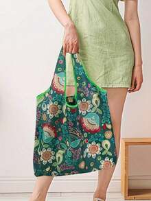 Bolso de mano grande de mujer de poliéster resistente con estampado de leopardo, de gran capacidad, plegable, portátil, de moda, impermeable, resistente y reutilizable, con un pequeño bolso a juego con un diseño de patrón único en toda la superficie, bolsa de compras de gran capacidad - Multicolor - Ver 3