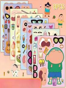 A Set Of 8PCS Crayon Shin-Chan Costume Stickers Are Paired With Educational Boy Diaries And Girl Diy Handicrafts To Relieve Stress And Fun. They Are Suitable For Decorating Mobile Phones, Laptops, Suitcases, Water Cups, Skateboards, Notebooks And Guitars. - Multicolor - View 6