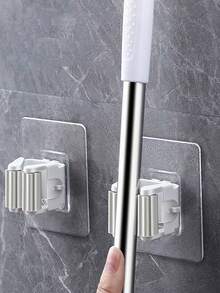 1/3/5 件装搭扣式悬挂拖把收纳架，通用壁挂式浴室拖把挂钩架，耐用扫帚收纳架，拖把架，拖把挂钩，拖把夹，拖把挂架，多功能工具收纳架，适用于浴室、厨房和花园，清洁配件 - 彩色 - 查看 3