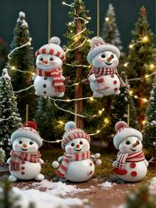 5个/1个可爱雪人圣诞树挂饰，彩绘亚克力窗饰，圣诞树装饰品，圣诞树阳光捕捉器，精致雪人节日装饰品/圣诞节/圣诞装饰品/圣诞家居/房间装饰/卧室/圣诞礼物/房间装饰/家居装饰/冬季装饰/圣诞袜填充物 - 1件 - 查看 8