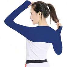 1pcs Of Ice Sleeves Specifically Designed For Running And Cycling, Women's UV Cooling Arm Sleeves, Fishing Outdoor Sun Protection Sleeves, Breathable Elastic Ice Silk Fabric, Women's Cool Sun Protection Ice Sleeves, Outdoor Cycling UPF50+Cooling Arm Sleeves, Breathable Thin Fishing Sun Protection Arm Sleeves, Ice Sensitive Fabric, Breathable Elasticity, Multiple Colors To Choose From, Running And Cycling Equipment, Ice Silk Sleeve Sleeves - 藍色 - 查看 2