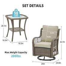 Outdoor Table & Chair Sets - Gray Wicker/Apricot Cushion - View 9