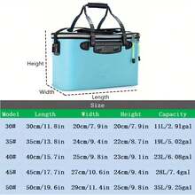 1pc Compact EVA Fishing Gear Bag - Foldable Live Fish Bucket & Tackle Storage With Zipper Closure, Suitable For Outdoor Camping Fishing - Black - View 7