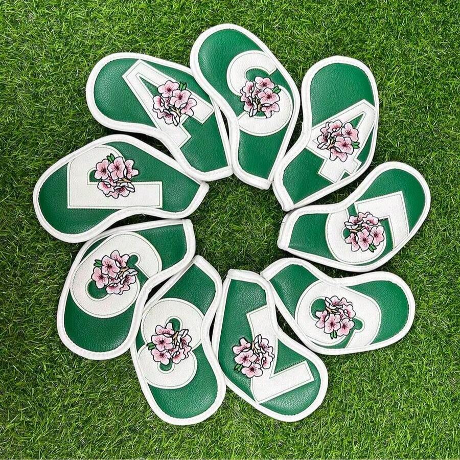 9pcs Flower Pattern Golf Club Iron Head Covers Club Protector Durable Dust-Proof - Multicolor - View 1