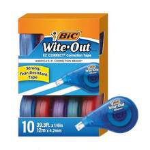 Wite-Out EZ Correct Tear-Resistant Correction Tape With 39.3 Ft Of Tape 10-Count Pack In White - 10 chiếc (Gói 1 chiếc) - Xem 1