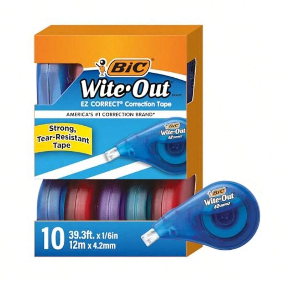 Wite-Out EZ Correct Tear-Resistant Correction Tape With 39.3 Ft Of Tape 10-Count Pack In White - 10 chiếc (Gói 1 chiếc) - Xem 1