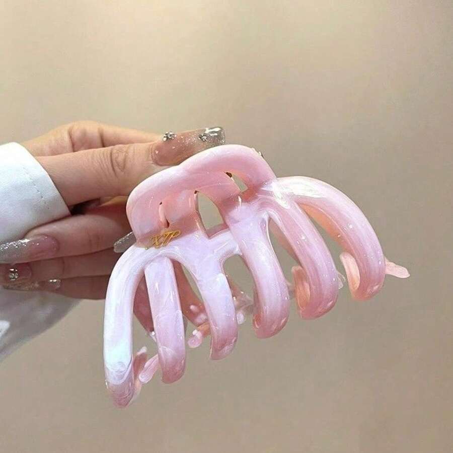 1pc Women Clips Back Of Head Shark Clip Hair Grab Clip Large Hairpin Clip Headgear - Mực hồng - Xem 1