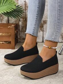 Zapatos de plataforma versátiles y de moda con suela gruesa - Negro - Ver 10