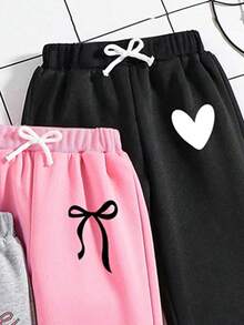 3pcs/Set Tween Girls' Cartoon Print Sports Pants - Multicolor - View 6