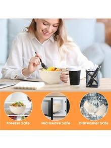 3/6件套防碎麦片碗，26盎司小麦秸秆碗，微波炉和洗碗机适用，可重复使用塑料碗，适用于盛汤、沙拉、米饭、零食，米色 - 彩色 - 查看 8